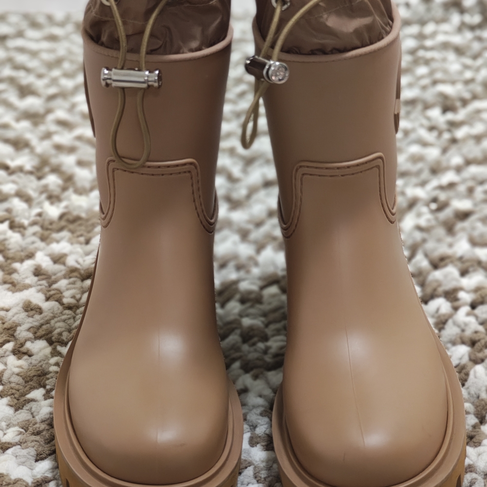 Moncler Brown Rain Boots Lug Sole Size 38 Made in Italy - Picture 3 of 9